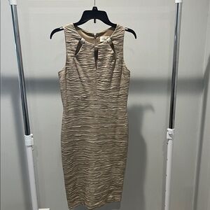 Eliza J Textured Tan Sleeveless Midi Dress